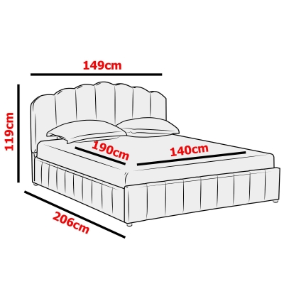 Lit coffre 140x190 cm en velours gris