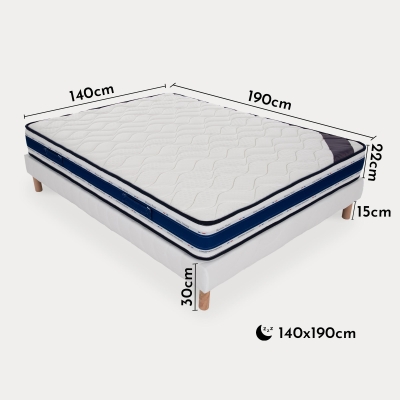 Ensemble sommier + matelas mémoire de forme 22 cm 140x190