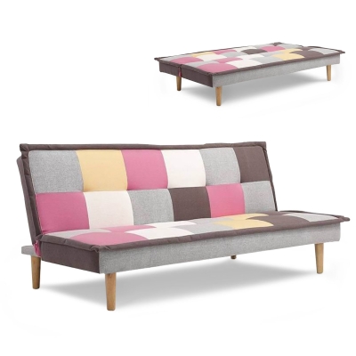 Banquette clic clac design 3 places multicolore rose