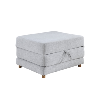 Banquette carrée convertible en tissu gris clair