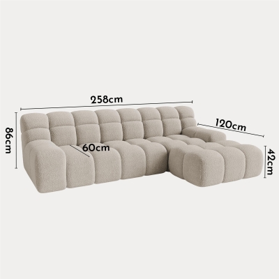 Canapé d'angle tissu bouclette beige - Angle droit