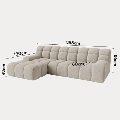 Canapé d'angle tissu bouclette beige - Angle gauche