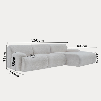 Canapé d'angle réversible en tissu gris clair