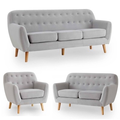 Ensemble canapé en tissu gris 3+2+1 places scandinave