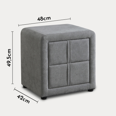 Table de chevet 2 tiroirs en tissu gris foncé