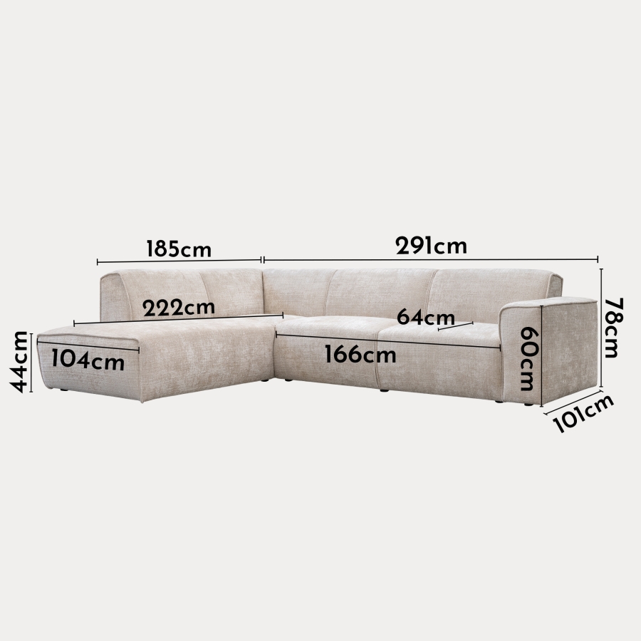 Canapé d'angle en tissu beige - Angle gauche