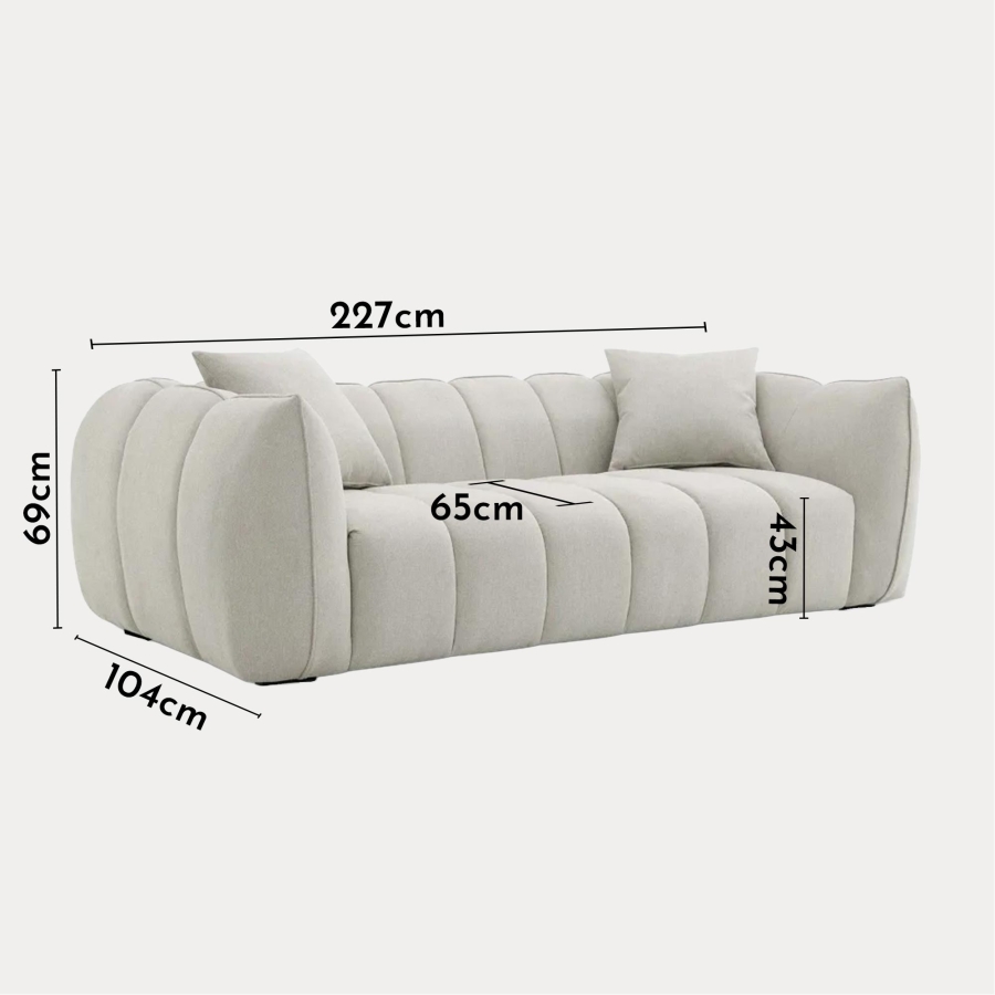 Canapé 3 places en tissu beige
