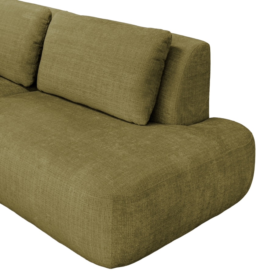 Canapé d'angle en tissu vert olive - Angle droit