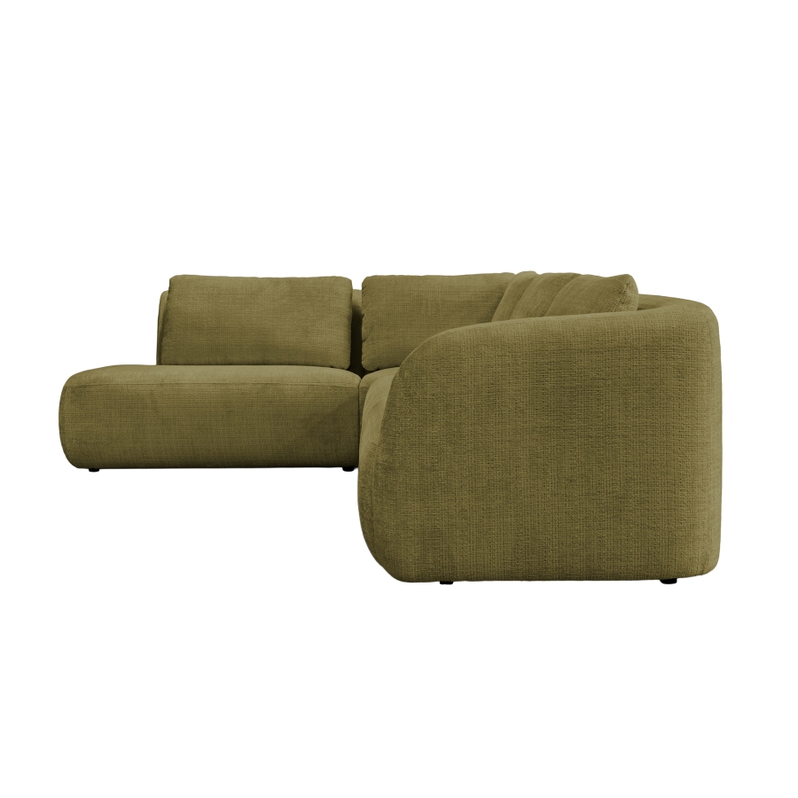 Canapé d'angle en tissu vert olive - Angle gauche