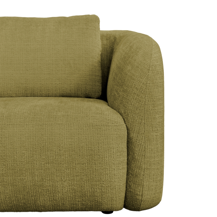Canapé d'angle en tissu vert olive - Angle gauche