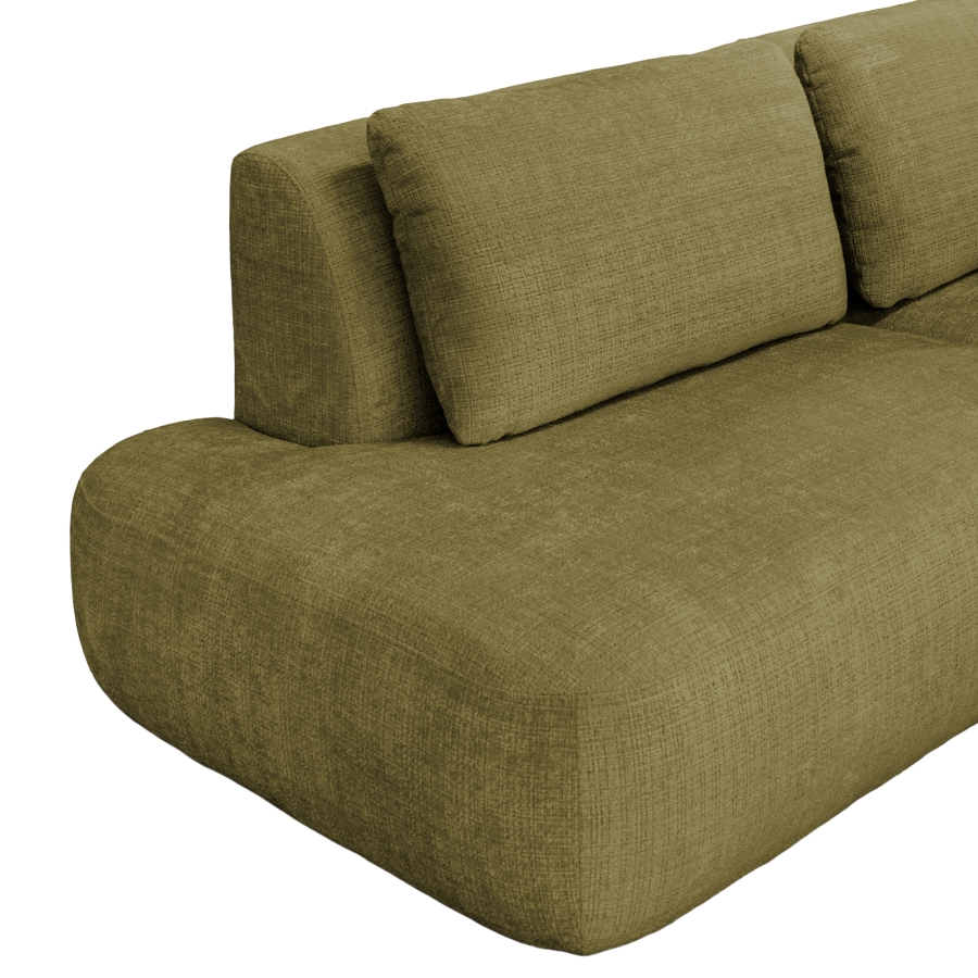 Canapé d'angle en tissu vert olive - Angle gauche